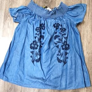 Forever21 Woven Off shoulder top large Blue